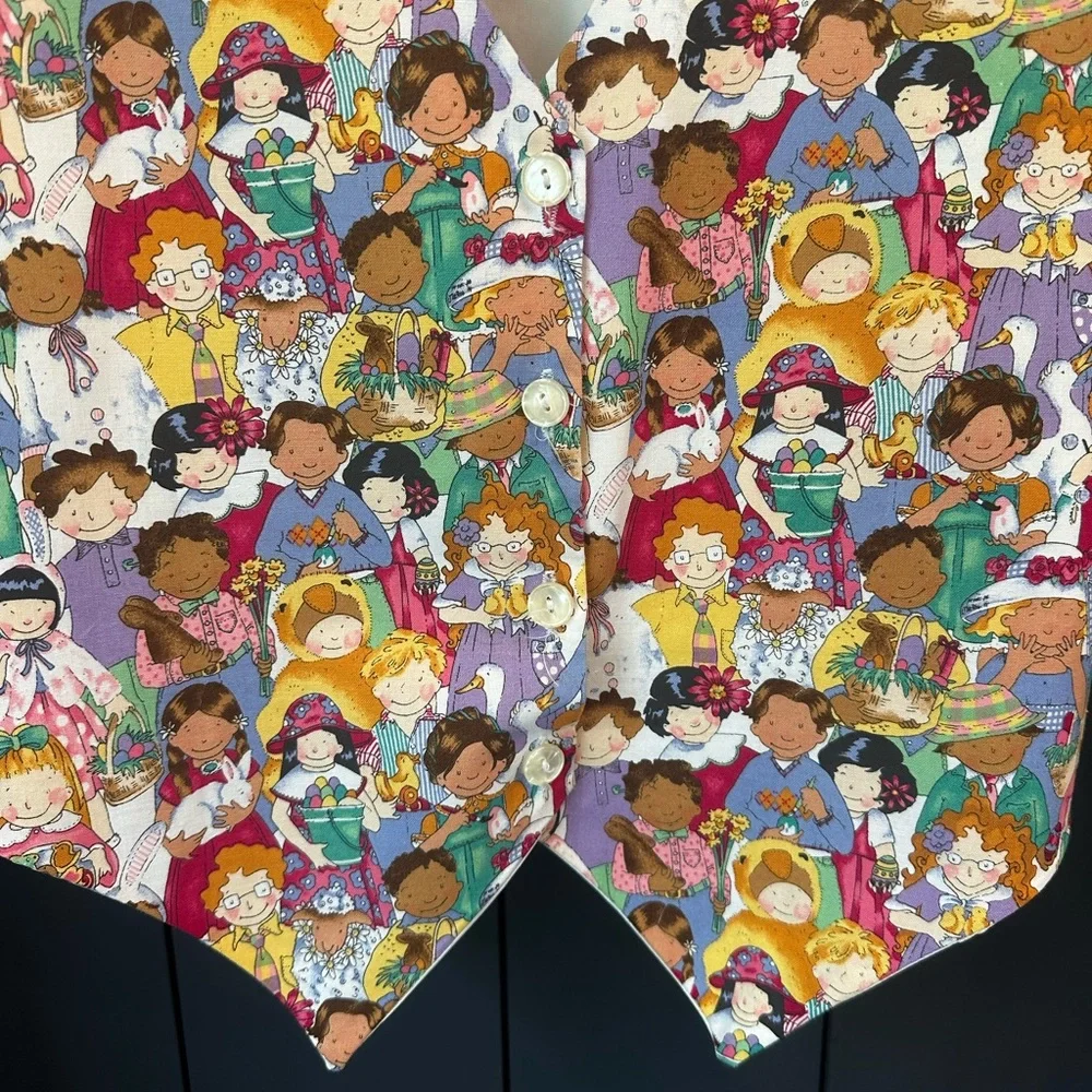 Vintage 1990s Novelty‎ Illustrated Children Print Vest size Medium